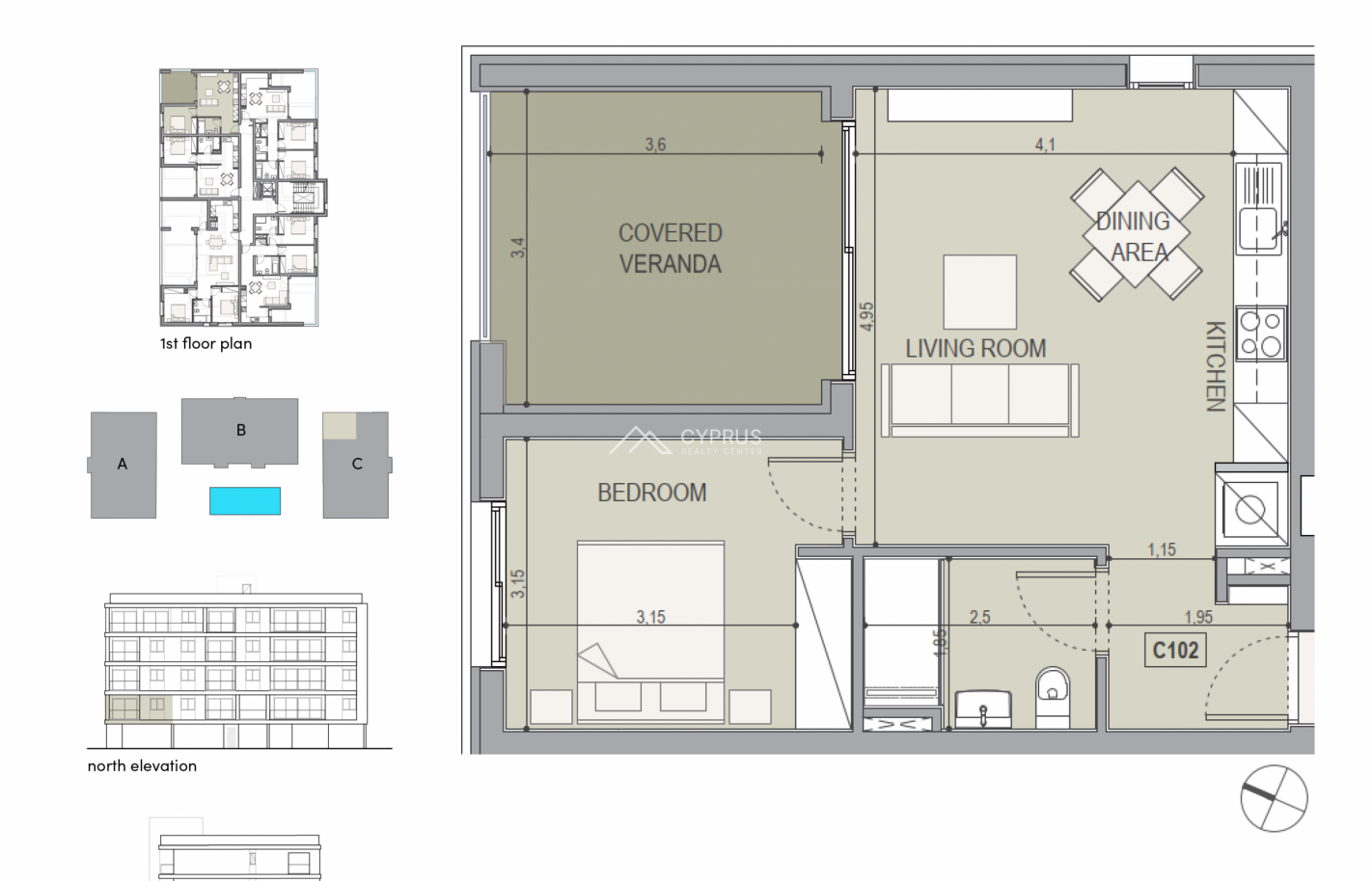 Односпальные апартаменты в Лимассоле, Zakaki - фото 1